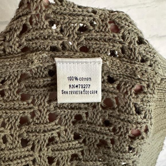 Croft & Barrow Olive Green Short Sleeve Knit Cardigan, Medium, Pre-owned - Picture 6 of 7